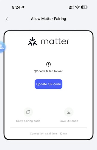 Matter Error Screen