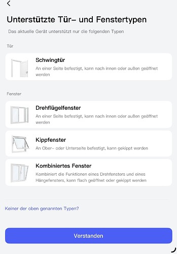 Unterstützte Tür- und Fenstertypen