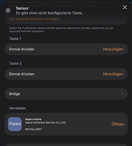 Es gibt eine nicht konfigurierte Taste.