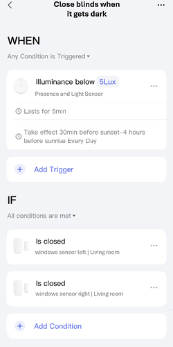 automation it gets dark when