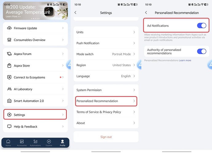 Aqara Home Ad Notifications